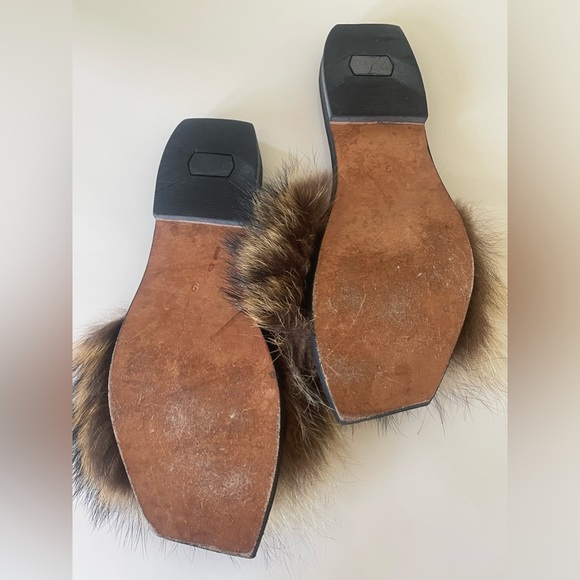 Parme Marin fur and leather slides women's size 9 with original shoe bag - Picture 5 of 6